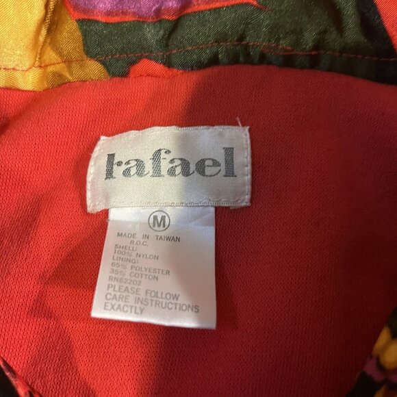 Vintage Jacket Windbreaker Lined Rafael Red Gold Purple Zip Bold Bright Artistic - Picture 2 of 7